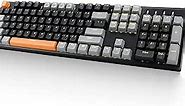 E-YOOSO Z-14 Mechanical Gaming Keyboard Brown Switches 104 Key, Full-Size Computer Keyboards, Solid Yellow Backlit Keyboard for PC Gamer, Black&Grey