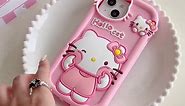 Lvfoge Cute Cartoon Case for iPhone XR 6.1'', Pink Kawaii Funny Cat Kitty Phone Case Silicone 3D Cover Strap Soft TPU Shockproof Protective, for Kids Girls and Womens