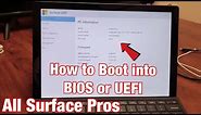 How to Enter Into BIOS / UEFI on All Microsoft Surface Pros (1,2,3,4,5,6,7, X)