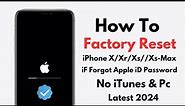 How To Factory Reset iPhone X/Xr/Xs/Xs-Max iF Forgot Apple iD Password Without Computer 2024