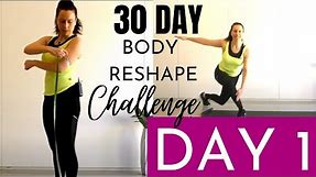 DAY 1: 30 DAY BODY RESHAPE CHALLENGE | 20 Min Low Impact Beginner Workout + Fitness test