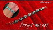 ⚜️ Forget-me-not Bracelet || How to make Seed bead & Crystals bracelet/Pulsera Tutorial Diy (0434)