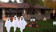 Light Up Halloween Ghost Yard Stakes Decorations with LED Lights 3 Pack Flying 15.8'' Ghosts for Front Door Porch Yard Tree Halloween Hanging Decorations Outdoor