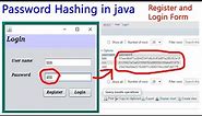Password Hashing In Java | Password Hashing Tutorial and One Way Encryption| login and register form