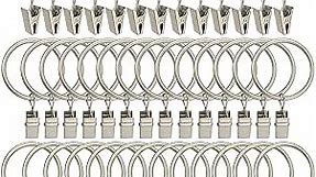 40 Pack Metal Curtain Rings with Clips, Curtain Clip Rings Hooks for Hanging Drapery Drapes Bows, Curtain Rod Rings 1.5 inch Interior Diameter, Matte Silver