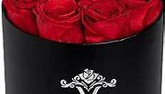 VLove® Forever Preserved Roses in a Box | Real Roses That Last Over A Year | Naturally Preserved Flowers Box | Long Lasting Eternal Roses for Mom & Wife | Black Box: 12 Red