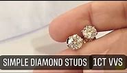 Simple natural diamond ear studs of 1ct VVS quality #diamondearring #vvsdiamond