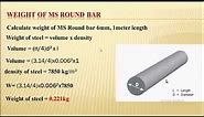 How to calculate weight of steel (Mild steel plate and round bar).