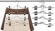 HOUSE DAY Skirt Hangers 4 Tier Metal Pants Hangers with Adjustable Clips Closet Organizer, Space Saving Trouser Hangers, Durable 4-on-1 Hanger for Slack, Shorts, Trouser, Jeans, Towels (6 Pack)