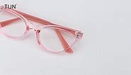 TIJN Super Inspired Mod Fashion Cat Eye Glasses Clear Color Translucent Eyewear Frame-Pink