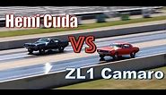 1969 Chevy Camaro COPO ZL1 vs 1971 Plymouth Hemi Cuda - no commentary