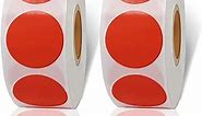 STARLIBOO Color Dot Stickers, 2000PCS Red Circle Stickers,1 Inch Color Coding Labels, writable for Garage Sale, Price Stickers, Office, Classroom.