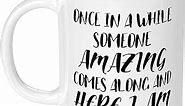 Once in a While Someone Amazing Comes Along and Here I am 11 OZ Funny Coffee Mug Ceramic Cup Birthday Gift for Friend BFF Bestie Her Him Gag Gfit for Boyfriend Girlfriend