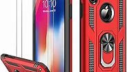 LUMARKE iPhone X Case,iPhone Xs Case with Glass Screen Protector,Military Grade 16ft. Drop Tested Cover with Magnetic Kickstand Protective Phone Case for iPhone Xs/iPhone X Red