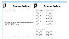 Comparing Decimals Differentiated Worksheets