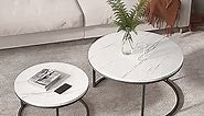 Knowlife Modern Coffee Table Set of 2 Nesting Tables Small Round Table with Wood Top for Small Space and Living Room,32”