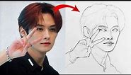 How to draw Lee Know straykids using Loomis Method step by step