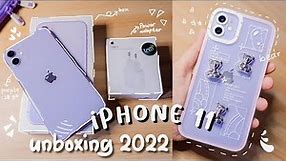 unboxing  iPhone 11 (128 gb, purple) in late 2022 🧸 camera test || upgrade from iPhone 7 ✨