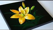 Flower Painting in Acrylic | Lily Flower Painting | Yellow Flower Painting