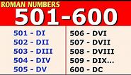 Roman Numerals 501 to 600 || Roman Numbers 501 to 600 || Roman ank 501 to 600