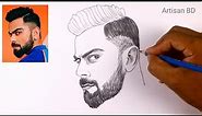 How To Draw Virat Kohli pencil sketch, virat kohli cricket player from India #viratkohli