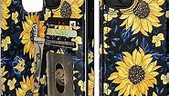 HAOPINSH for iPhone 14 Plus Wallet Case with Card Holder, Blooming Sunflowers Pattern Back Flip Folio PU Leather Kickstand Card Slots Case for Women Girls, Double Magnetic Clasp Shockproof Cover 6.7"