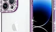 Wahhle Designed for iPhone 11 Pro Max Glitter Case, Luxury Plating Cute Bling Diamond Inlay Phone Cover for Women Girls with Bling Camera Protector（iPhone 11 Pro Max,Purple）