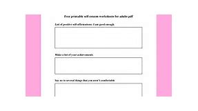 Printable Self-esteem Worksheet For Adults | Mental Health Worksheets