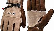 Leather Work Gloves for Men or Women. Large Glove for Gardening, Tig/Mig Welding, Construction, Chainsaw, Farm, Ranch, etc. Cowhide, Cotton Lined, Utility, Firm Grip, Durable. Coffee-grey L