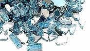 GRISUN Aqua Blue Fire Glass for Fire Pit , 1/2 Inch High Luster Reflective Tempered Glass Rocks for Natural or Propane Fireplace, Safe for Outdoors and Indoors Firepit Glass, 10 Pounds