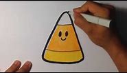 How to Draw Cute Candy Corn - Halloween Drawings