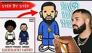 HOW TO DRAW DRAKE'S BAPE CHARACTER ! [WASTING TIME COVER ART] (BABY MILO) STYLE !!