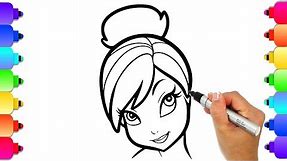 How to Draw Tinkerbell Easy Step by Step for Kids | Learn to Draw | Disney Princess Coloring Pages