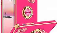 BENTOBEN iPhone XR Case, Phone Case iPhone XR 6.1, Slim Fit Gold Butterfly Design Kickstand Ring Holder Shockproof Protection Soft TPU Bumper Drop Protective Girl Women Boy iPhoneXR Cover, Hot Pink
