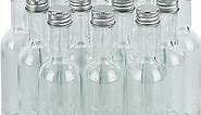 50 ml (1.7oz) Mini Liquor Bottle Glass With Leak Proof Cap and Heat Shrink Seal, Silver Aluminum Lids, 24 Pack, For Liquor Wine Alcohol Ginger Shots Small Tequila