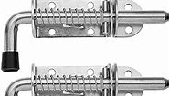 JQK Spring Loaded Latch Pin, 304 Stainless Steel Barrel Bolt Thickened 2mm Door Lock, 5 Inch Brushed Finished(2 Pack), HSB300-P2