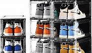 10 Pack Shoe Boxes Stackable,Upgraded Sturdy Storage Boxes with Clear Magnetic Door,Multifunctional Sneaker Organizer Fit up to US Size 12 (13.8”x 9.84”x 7.1”)