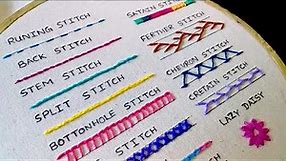 15 Basic Hand Embroidery Stitches Sampler For Absolute Beginners