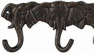 DII Decorative Cast Iron Wall Hook Collection, Triple Elephant