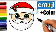 How to Draw Santa Head Emoji Super Easy