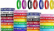 60 PCS Inspirational Silicone Bracelets Colored Motivational Quote Rubber Wristbands