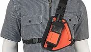 RCH-101OR (Orange) Radio Chest Harness Shoulder Radio Holster Chest Pack Adjustable Single Radio Pouch Two-Way Radio Holster for Motorola Radios and Walkie Talkies RCH-101OR Made in USA
