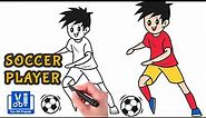 How To Draw A Soccer Player Kicking A Ball | Draw Football Players Step By Step