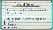 Learn Parts of Speech- Types of parts of speech with definition and example//What is parts of speech