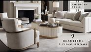 Timeless American Luxury: 9 Dream Home Living Room Interior Design Ideas in Timeless White