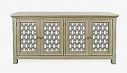 Jofran Isabella 69" Luxury Mirrored Modern Accent Storage Sideboard Bar Cabinet, Champagne