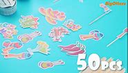 BigOtters 50PCS Mexican Fiesta Cupcake Toppers, 10 Styles Mexican Cake Toppers for Mexican Themed Cactus Donkey Taco Pepper Sombrero Mustache Party Decor Home Birthday Party Favor