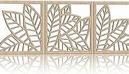 Leaves Wooden Wall Art Decor Boho Tropical Palm Leaf Wood Wall Decor 3 Panels Wall Sculptures for Living Room Bedroom Bathroom Dining Room 11.4x11.4 Inch