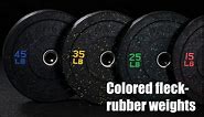 papababe Bumper Plates, High-Bounce Olympic Weight Plates with Colored Fleck-Rubber Weights Plates for Weight Lifting and Strength Training (10 lb, Pair)