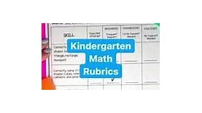 Kindergarten Math Assessment Printable Rubrics